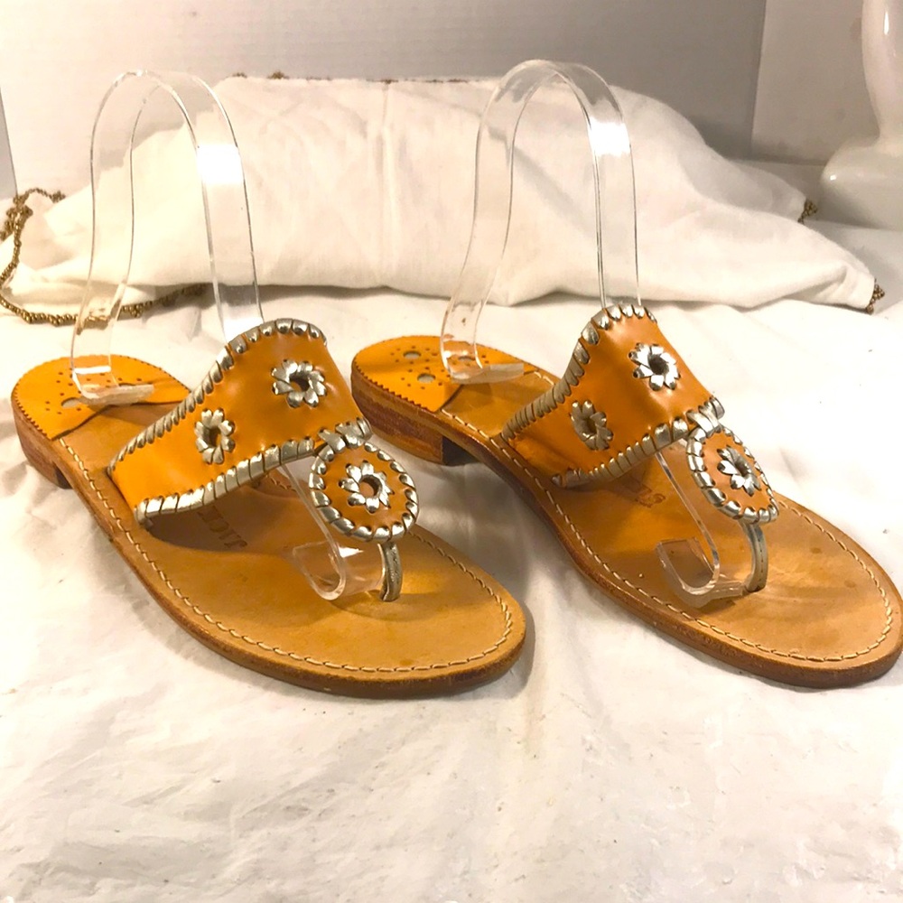 Women's Jack Rogers Mandarin & Golf Trim Leather Heritage Flat Thong Sandals